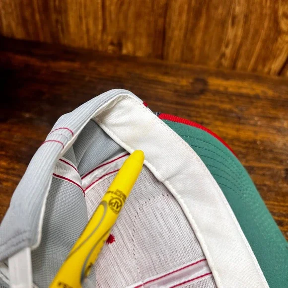 Vintage Halliburton Trucker Hat Snapback L 7 1/8 - 7 5/8 Red White Mesh USA Made - Picture 12 of 13